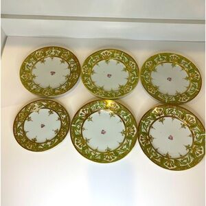 Antique Nippon 5 Salad Plates and 1 Dessert Plate Hand Painted Moriage Style